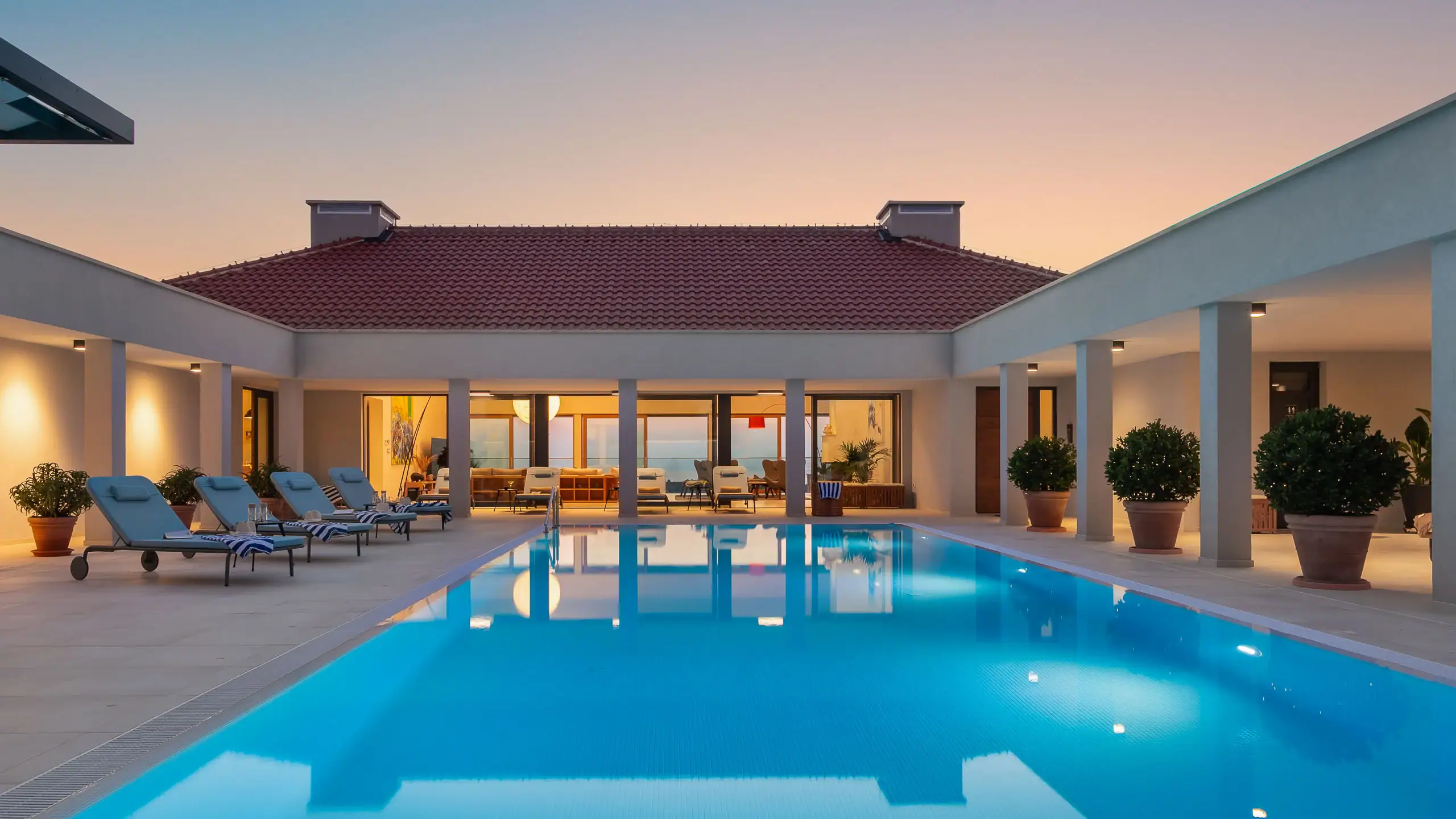 Luxury Villa with Pool at Sunset